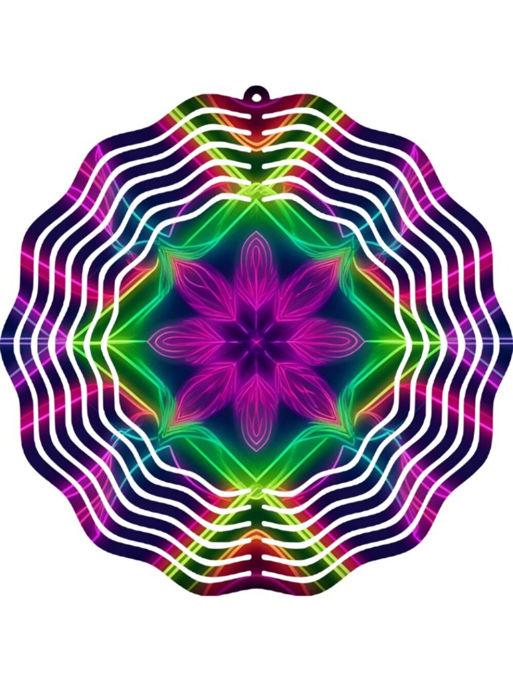 Neon Lotus Wind Spinner 10" Metal Mandala Outdoor Garden Yard Art Decor 3D Large